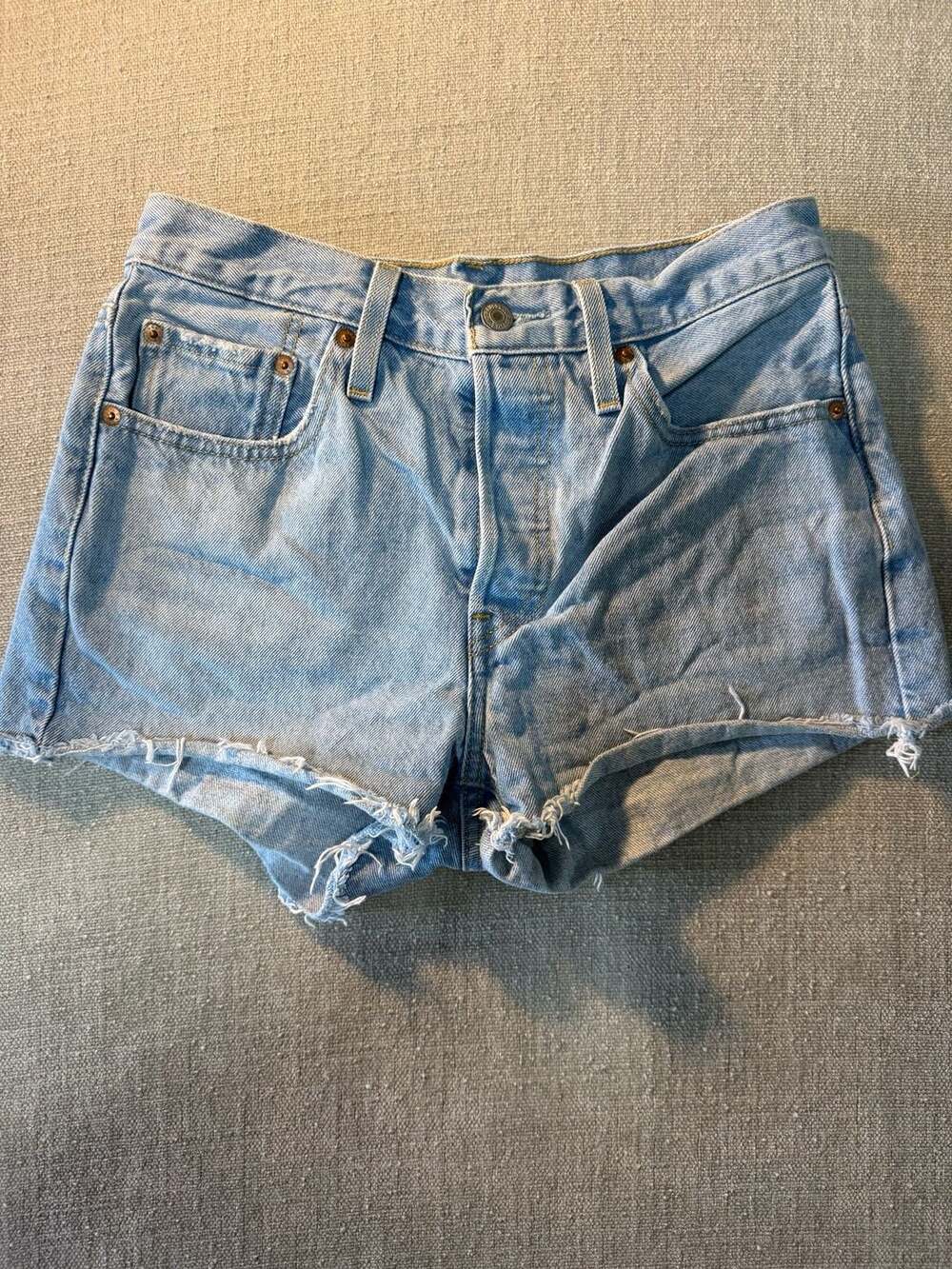 Levi's 501 Original Fit Button Fly High-Rise Raw Hem Denim Shorts